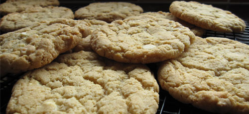 Handmade white chocolate chip cookies